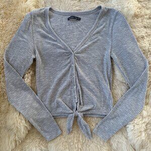 Abercrombie & Fitch Ribbed Tie Front Top Medium